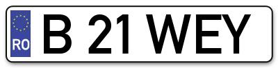 Placuta inmatriculare numar auto  B-21-WEY, B 21 WEY, B21WEY
