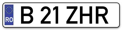 Placuta inmatriculare numar auto  B-21-ZHR, B 21 ZHR, B21ZHR