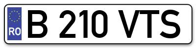 Placuta inmatriculare numar auto  B-210-VTS, B 210 VTS, B210VTS