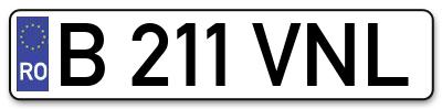 Placuta inmatriculare numar auto  B-211-VNL, B 211 VNL, B211VNL