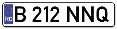 Placuta inmatriculare numar auto  B-212-NNQ, B 212 NNQ, B212NNQ