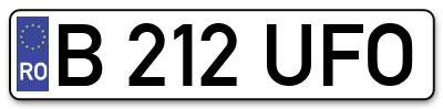 Placuta inmatriculare numar auto  B-212-UFO, B 212 UFO, B212UFO