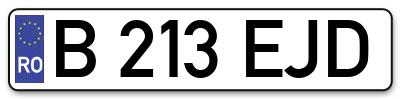 Placuta inmatriculare numar auto  B-213-EJD, B 213 EJD, B213EJD
