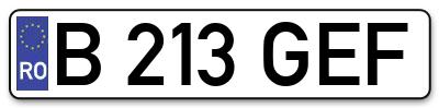 Placuta inmatriculare numar auto  B-213-GEF, B 213 GEF, B213GEF