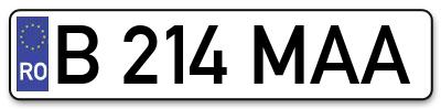Placuta inmatriculare numar auto  B-214-MAA, B 214 MAA, B214MAA