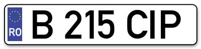 Placuta inmatriculare numar auto  B-215-CIP, B 215 CIP, B215CIP