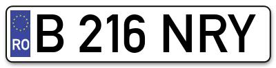 Placuta inmatriculare numar auto  B-216-NRY, B 216 NRY, B216NRY