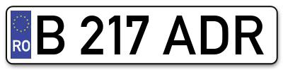 Placuta inmatriculare numar auto  B-217-ADR, B 217 ADR, B217ADR
