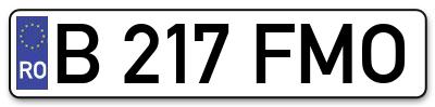 Placuta inmatriculare numar auto  B-217-FMO, B 217 FMO, B217FMO
