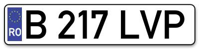 Placuta inmatriculare numar auto  B-217-LVP, B 217 LVP, B217LVP