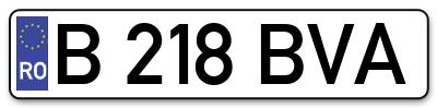 Placuta inmatriculare numar auto  B-218-BVA, B 218 BVA, B218BVA