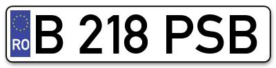Placuta inmatriculare numar auto  B-218-PSB, B 218 PSB, B218PSB