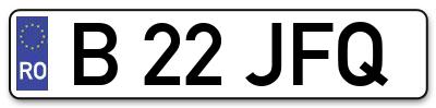 Placuta inmatriculare numar auto  B-22-JFQ, B 22 JFQ, B22JFQ