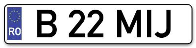 Placuta inmatriculare numar auto  B-22-MIJ, B 22 MIJ, B22MIJ