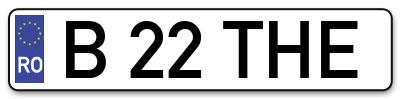 Placuta inmatriculare numar auto  B-22-THE, B 22 THE, B22THE