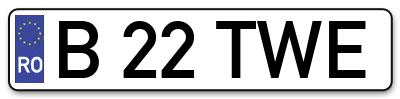 Placuta inmatriculare numar auto  B-22-TWE, B 22 TWE, B22TWE