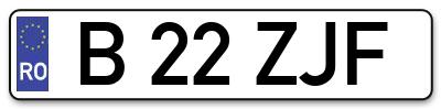 Placuta inmatriculare numar auto  B-22-ZJF, B 22 ZJF, B22ZJF