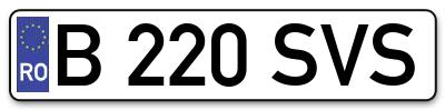 Placuta inmatriculare numar auto  B-220-SVS, B 220 SVS, B220SVS