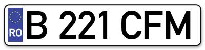 Placuta inmatriculare numar auto  B-221-CFM, B 221 CFM, B221CFM