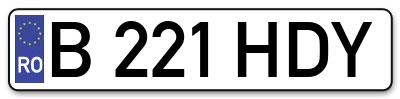 Placuta inmatriculare numar auto  B-221-HDY, B 221 HDY, B221HDY