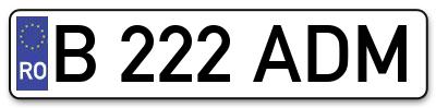 Placuta inmatriculare numar auto  B-222-ADM, B 222 ADM, B222ADM