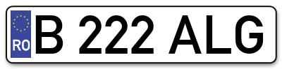 Placuta inmatriculare numar auto  B-222-ALG, B 222 ALG, B222ALG