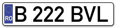 Placuta inmatriculare numar auto  B-222-BVL, B 222 BVL, B222BVL
