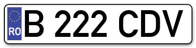 Placuta inmatriculare numar auto  B-222-CDV, B 222 CDV, B222CDV