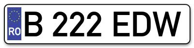 Placuta inmatriculare numar auto  B-222-EDW, B 222 EDW, B222EDW