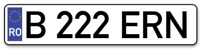 Placuta inmatriculare numar auto  B-222-ERN, B 222 ERN, B222ERN