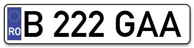 Placuta inmatriculare numar auto  B-222-GAA, B 222 GAA, B222GAA