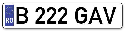 Placuta inmatriculare numar auto  B-222-GAV, B 222 GAV, B222GAV