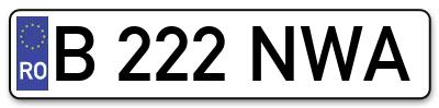 Placuta inmatriculare numar auto  B-222-NWA, B 222 NWA, B222NWA