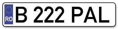 Placuta inmatriculare numar auto  B-222-PAL, B 222 PAL, B222PAL
