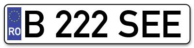 Placuta inmatriculare numar auto  B-222-SEE, B 222 SEE, B222SEE