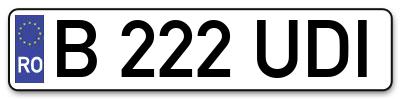 Placuta inmatriculare numar auto  B-222-UDI, B 222 UDI, B222UDI