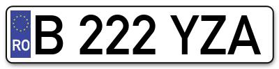 Placuta inmatriculare numar auto  B-222-YZA, B 222 YZA, B222YZA