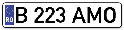 Placuta inmatriculare numar auto  B-223-AMO, B 223 AMO, B223AMO