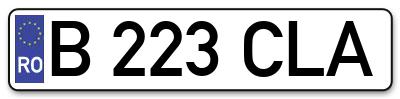 Placuta inmatriculare numar auto  B-223-CLA, B 223 CLA, B223CLA