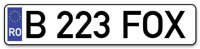 Placuta inmatriculare numar auto  B-223-FOX, B 223 FOX, B223FOX