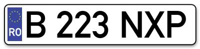 Placuta inmatriculare numar auto  B-223-NXP, B 223 NXP, B223NXP
