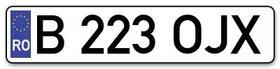 Placuta inmatriculare numar auto  B-223-OJX, B 223 OJX, B223OJX