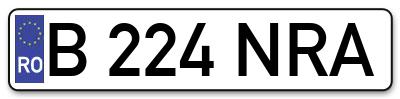 Placuta inmatriculare numar auto  B-224-NRA, B 224 NRA, B224NRA