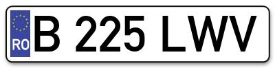 Placuta inmatriculare numar auto  B-225-LWV, B 225 LWV, B225LWV