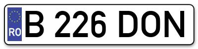 Placuta inmatriculare numar auto  B-226-DON, B 226 DON, B226DON