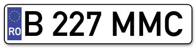 Placuta inmatriculare numar auto  B-227-MMC, B 227 MMC, B227MMC