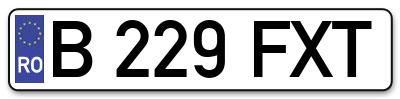 Placuta inmatriculare numar auto  B-229-FXT, B 229 FXT, B229FXT
