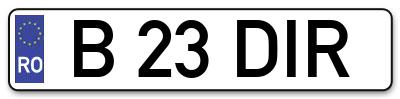 Placuta inmatriculare numar auto  B-23-DIR, B 23 DIR, B23DIR