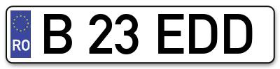 Placuta inmatriculare numar auto  B-23-EDD, B 23 EDD, B23EDD