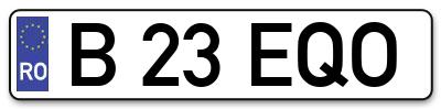 Placuta inmatriculare numar auto  B-23-EQO, B 23 EQO, B23EQO